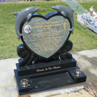 Dolphin Heart Headstone